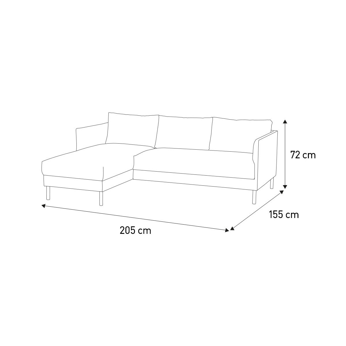 Hyde Brown Premium Leather Left-Arm Chaise Sofa, Metal Leg, Brown – image 7