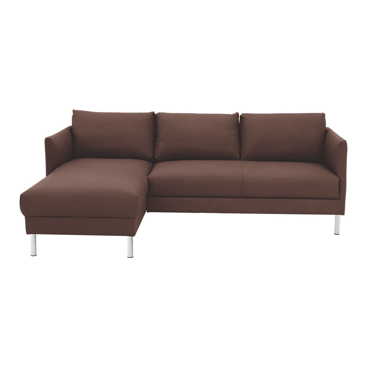 Hyde Brown Premium Leather Left-Arm Chaise Sofa, Metal Leg, Brown – image 1