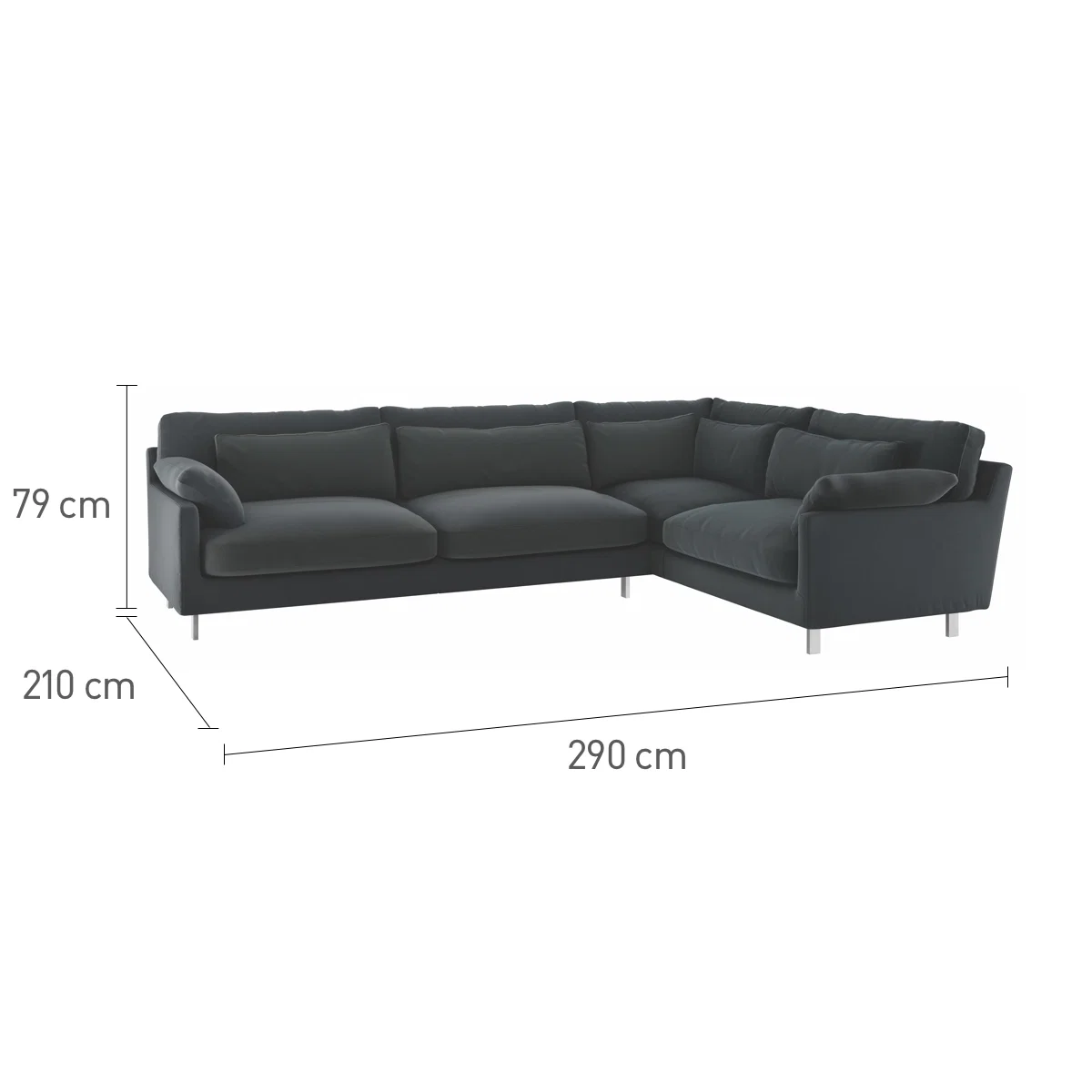Cuscino Navy Blue Wool Herringbone Left-Arm Corner Sofa, Navy – image 7