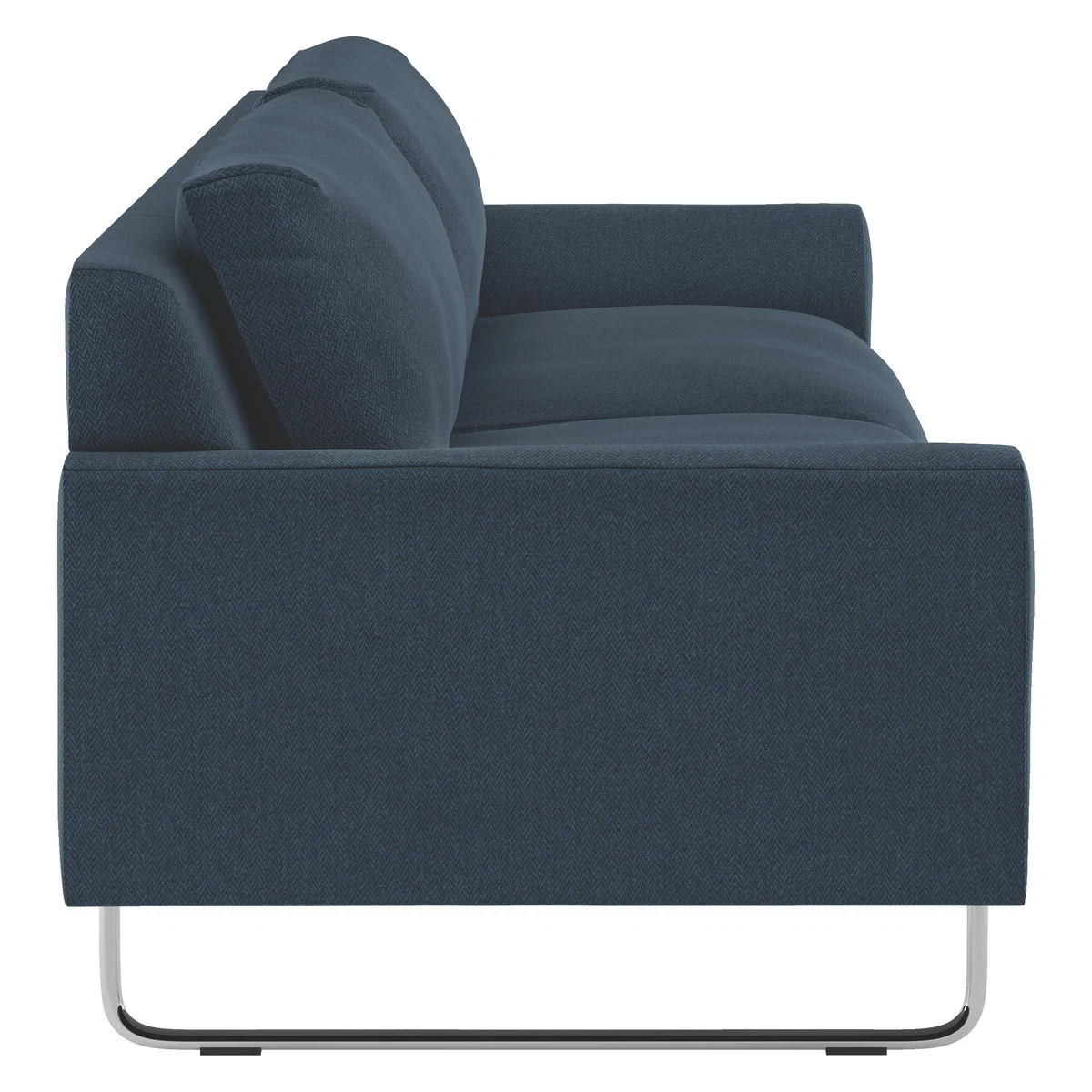 Lyle Navy Blue Herringbone Wool Mix FaBric 3 Seater Sofa, Navy – image 3