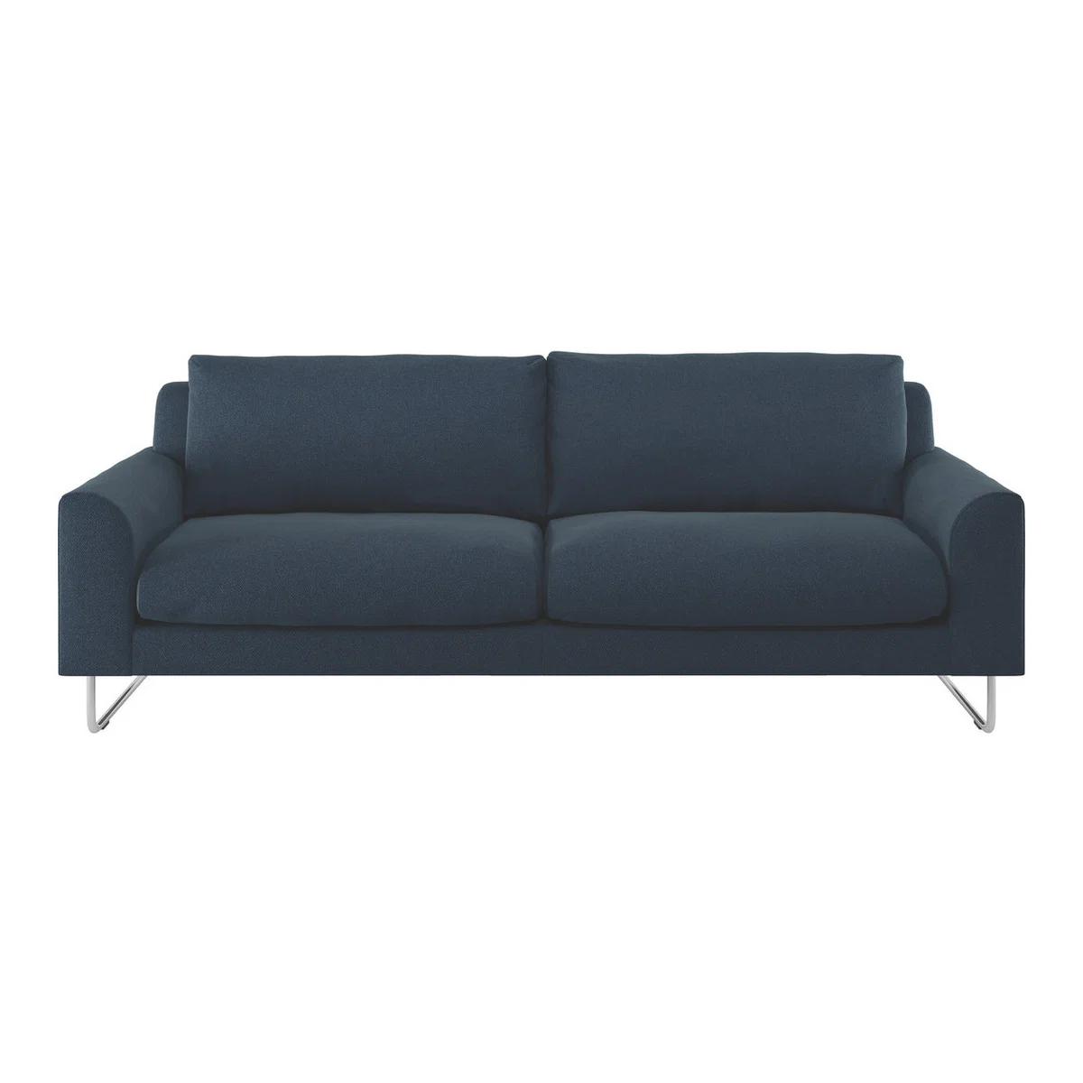 Lyle Navy Blue Herringbone Wool Mix FaBric 3 Seater Sofa, Navy – image 1