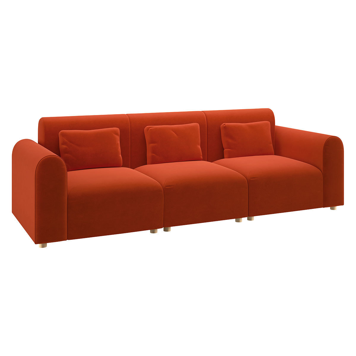 Tab Orange Velvet 4 Seater Sofa, Orange – image 3
