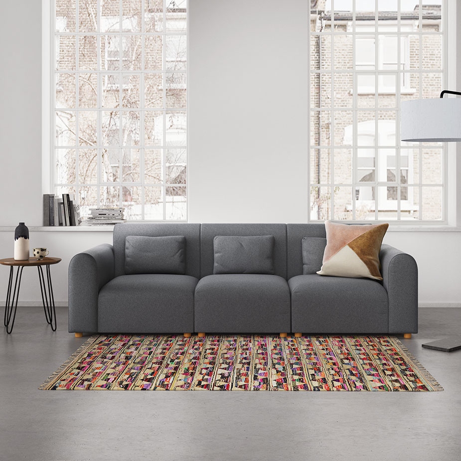 Tab Orange Velvet 4 Seater Sofa, Orange – image 8