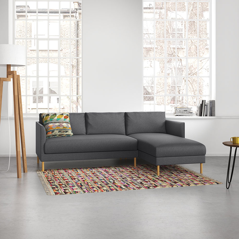 Hyde Charcoal Grey FaBric Right-Arm Chaise Sofa, Metal Legs, Charcoal – image 6
