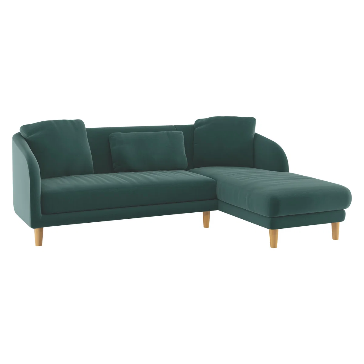 Colby Emerald Green Velvet Right Arm Chaise Sofa, Green – image 3