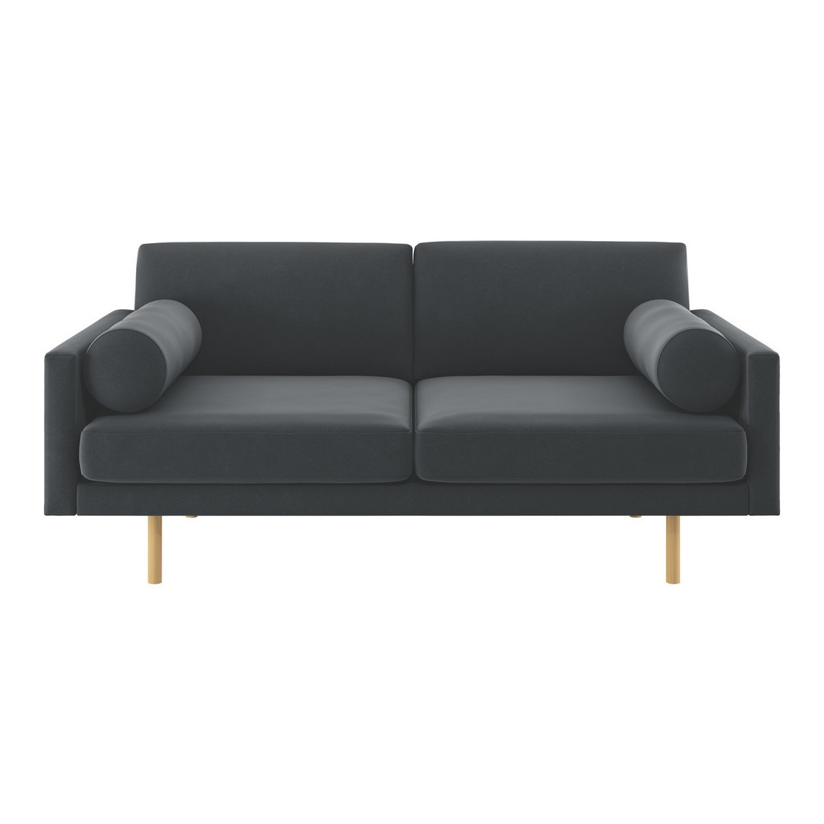 Spencer Dark Grey Velvet 2 Seater Sofa, Oak Legs, Grey – image 1