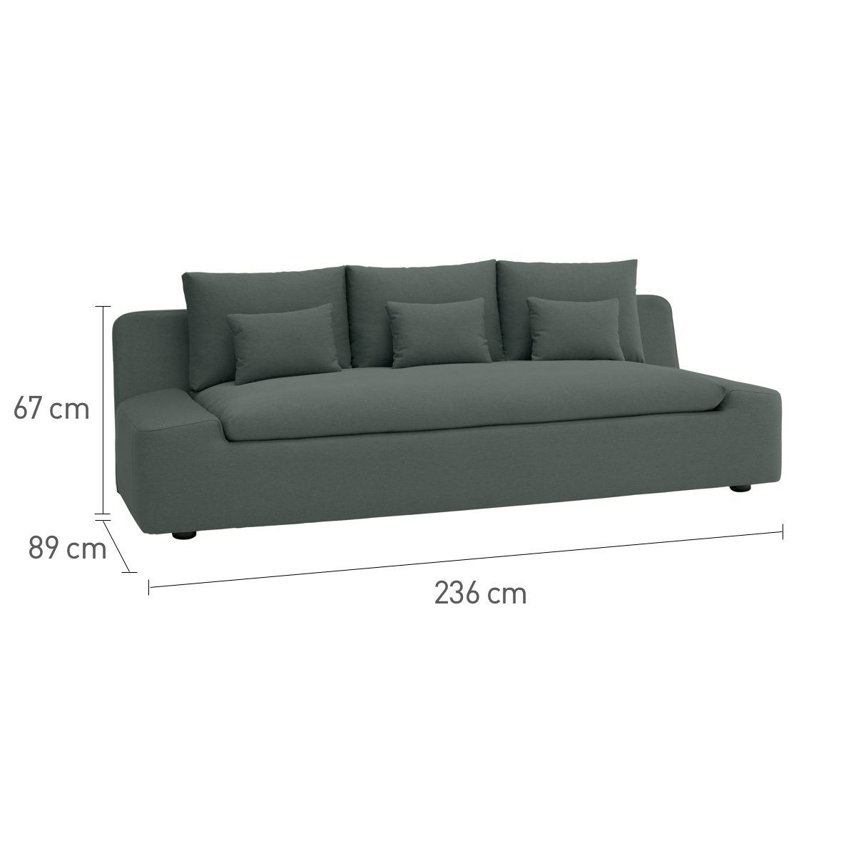 Kasha Light Grey Textured FaBric 4 Seater Sofa, Grey – image 4