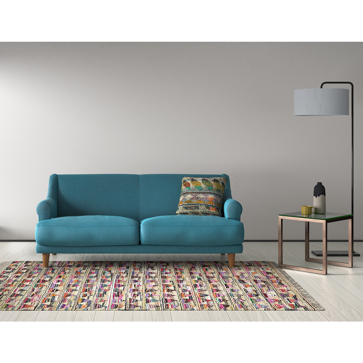 Townsend Grey Textured FaBric 2 Seater Sofa, Grey – image 6