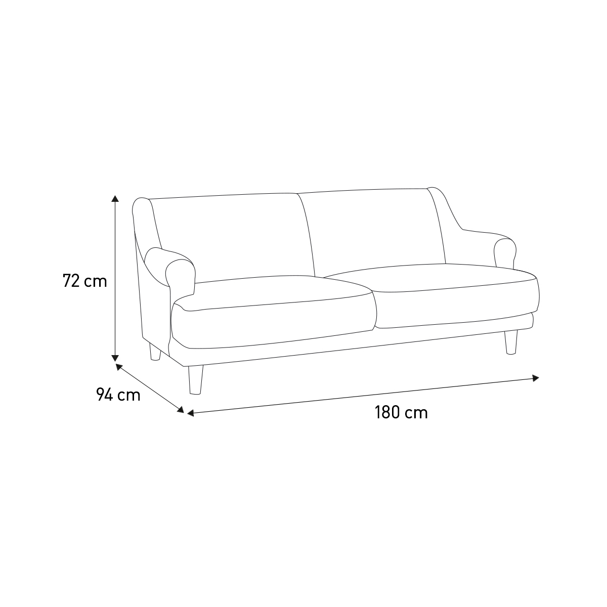 Townsend Grey Textured FaBric 2 Seater Sofa, Grey – image 7