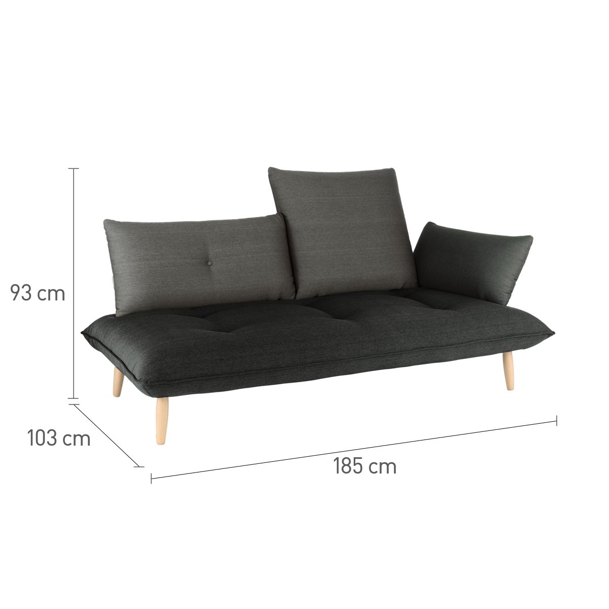 Naoko Charcoal Grey Right-Arm 3 Seater Sofa, Charcoal – image 5
