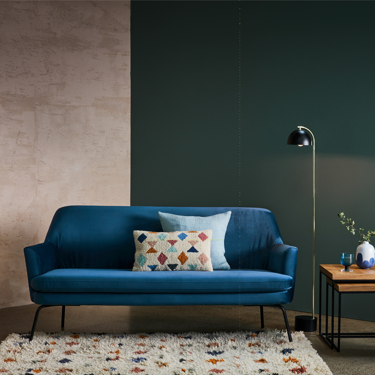 Habitat Celine 2 Seater Velvet Sofa - Blue, Navy – image 2