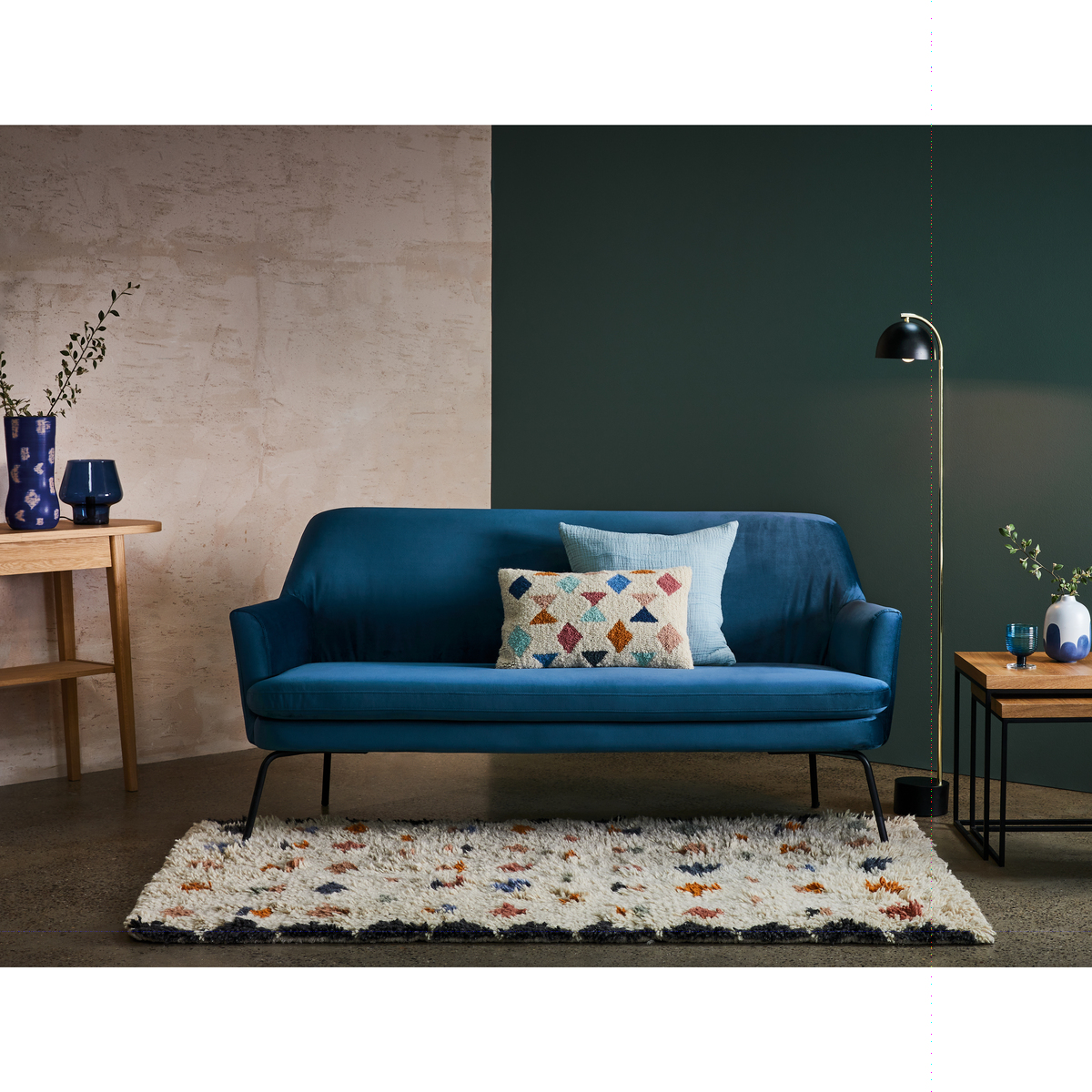 Habitat Celine 2 Seater Velvet Sofa - Blue, Navy – image 6