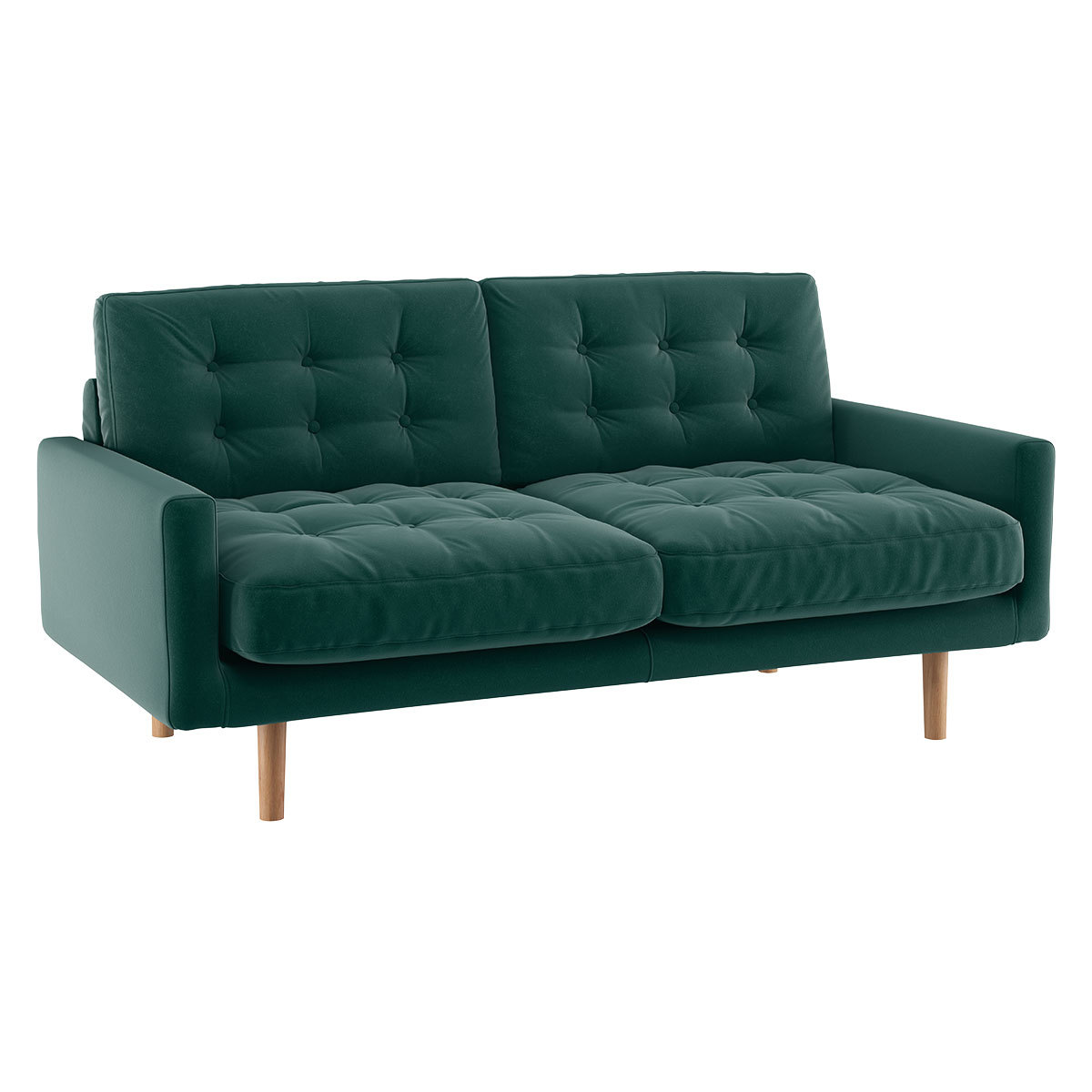 Fenner Emerald Green Velvet 2 Seater Sofa, Green – image 3