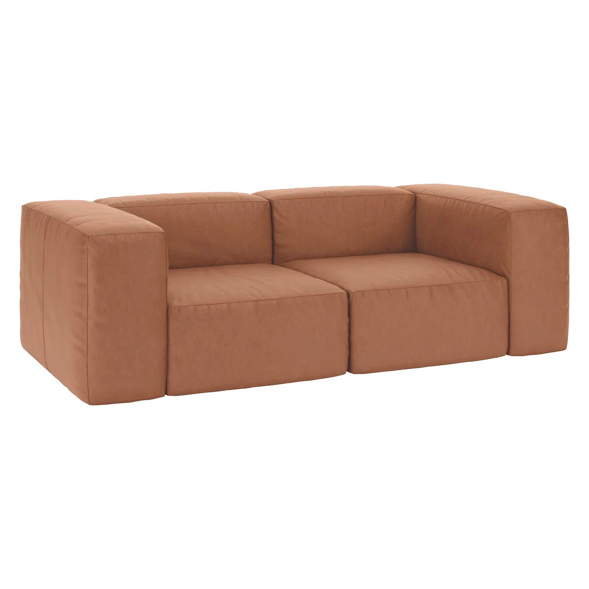 Opollo Tan Luxury Leather 3 Seater Sofa, Tan – image 3