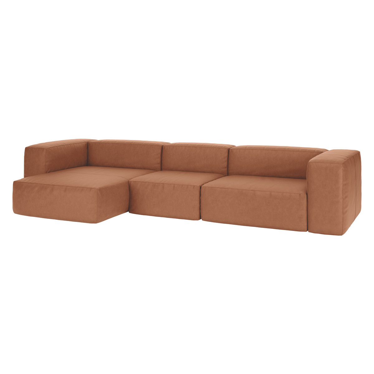 Opollo Tan Luxury Leather Large Left Arm Chaise Sofa Group, Tan – image 3