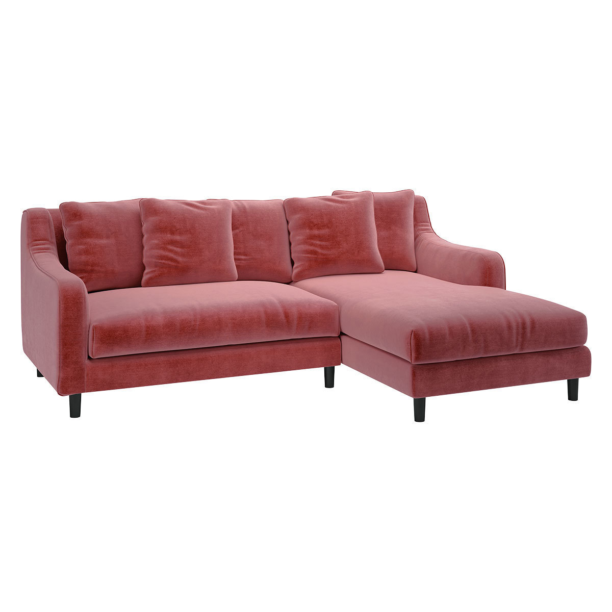 Swift Pink Velvet Right Hand Chaise Sofa, Pink – image 3