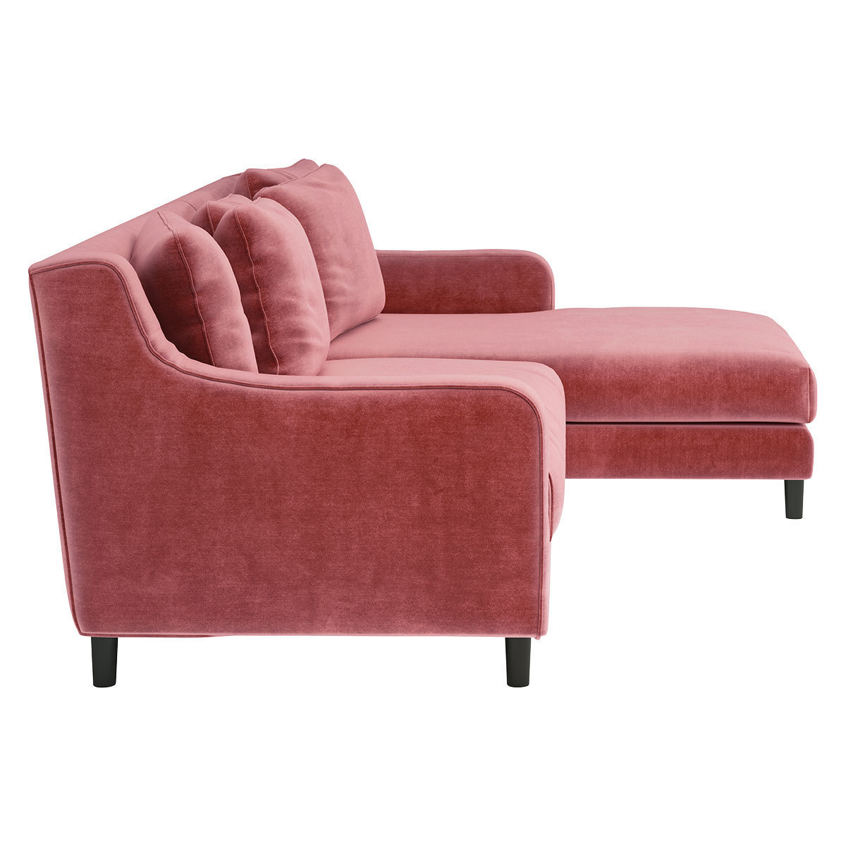 Swift Pink Velvet Right Hand Chaise Sofa, Pink – image 4