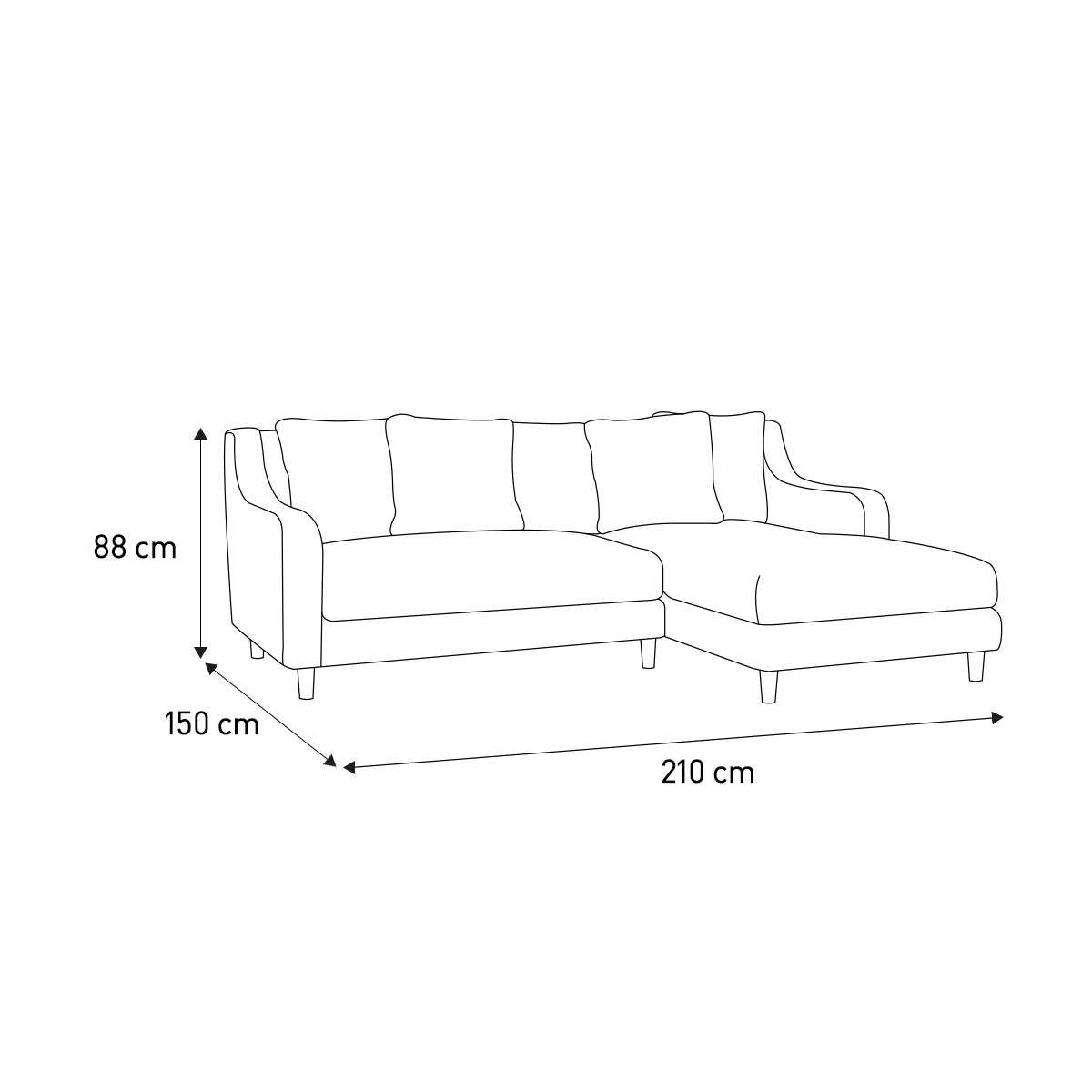 Swift Pink Velvet Right Hand Chaise Sofa, Pink – image 7