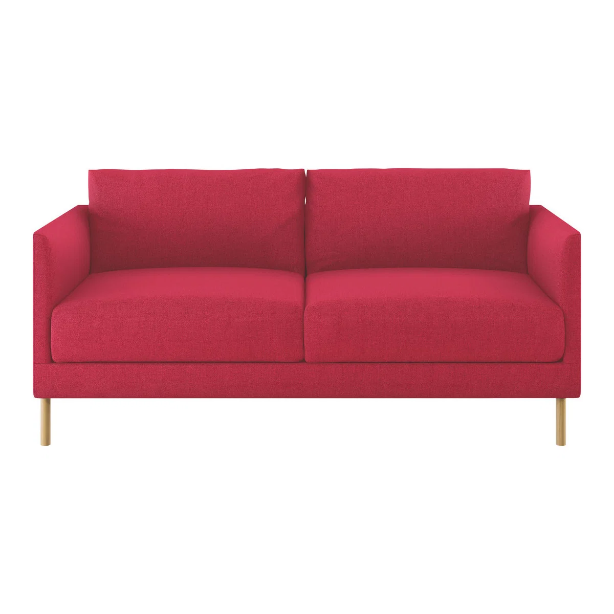Hyde Red Textured Woven FaBric 3 Seater Sofa, Wooden Leg, Red – image 1