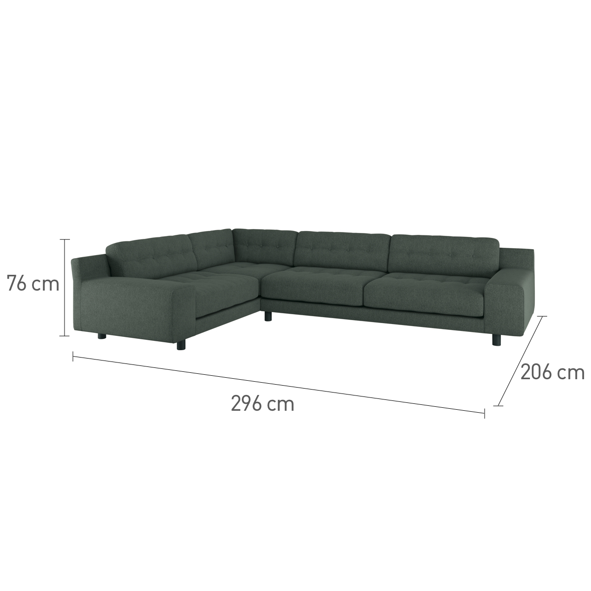 Hendricks Grey FaBric Right Arm Corner Sofa, Grey – image 8
