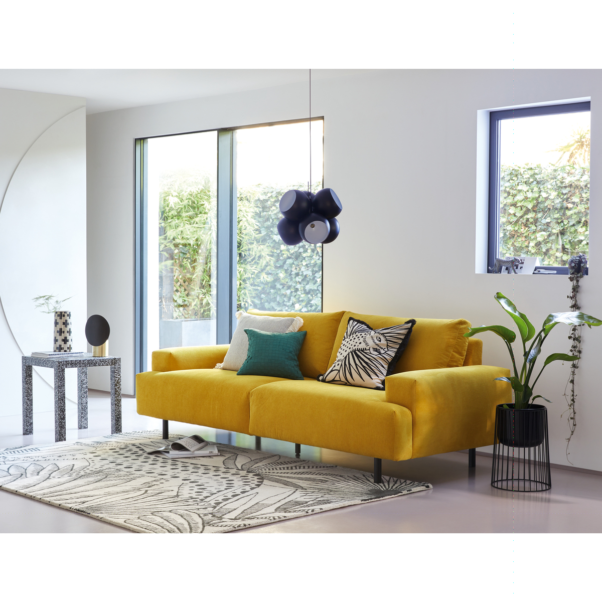 Habitat Julien 3 Seater Fabric Sofa - Yellow, Yellow – image 6