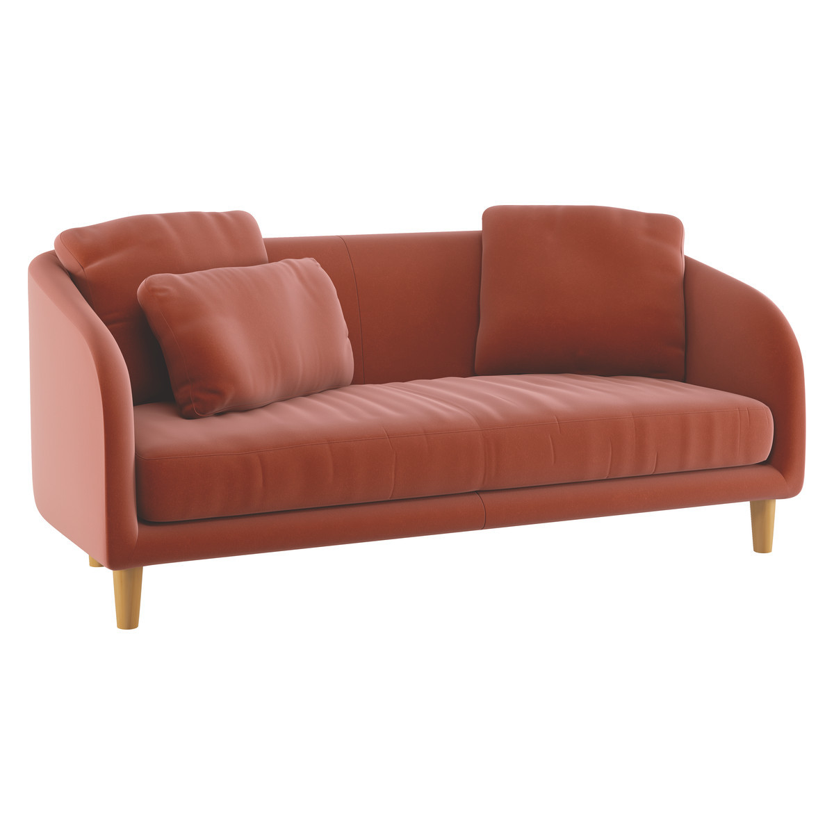 Colby Orange Velvet 2 Seater Sofa, Orange – image 3