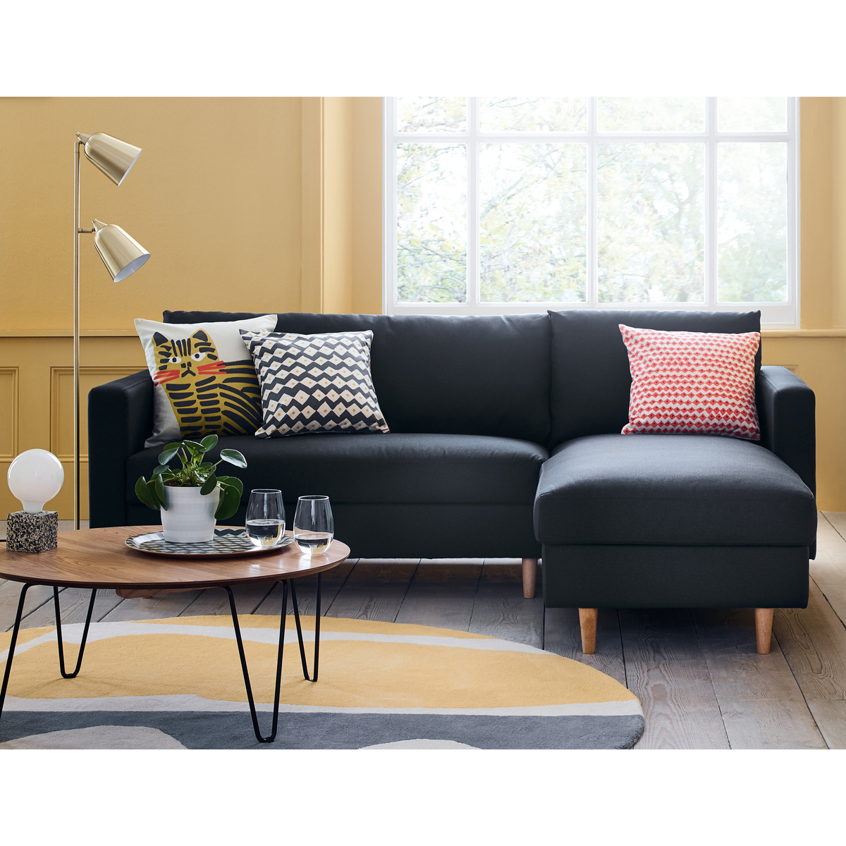 Naya Charcoal Grey FaBric Right Hand Chaise Sofa, Charcoal – image 6