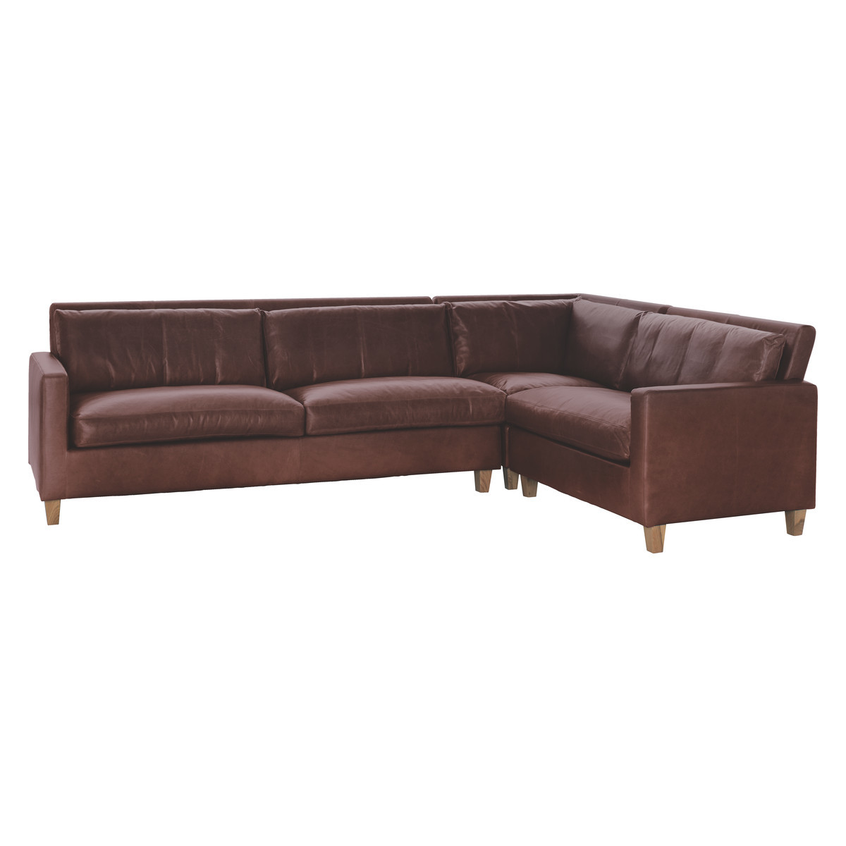 Chester Tan Leather Left-Arm Corner Sofa, Oak Stained Feet, Tan – image 3