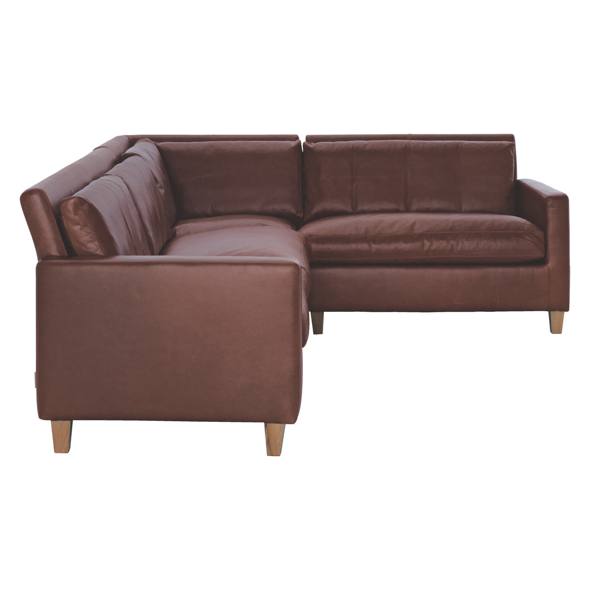 Chester Tan Leather Left-Arm Corner Sofa, Oak Stained Feet, Tan – image 4