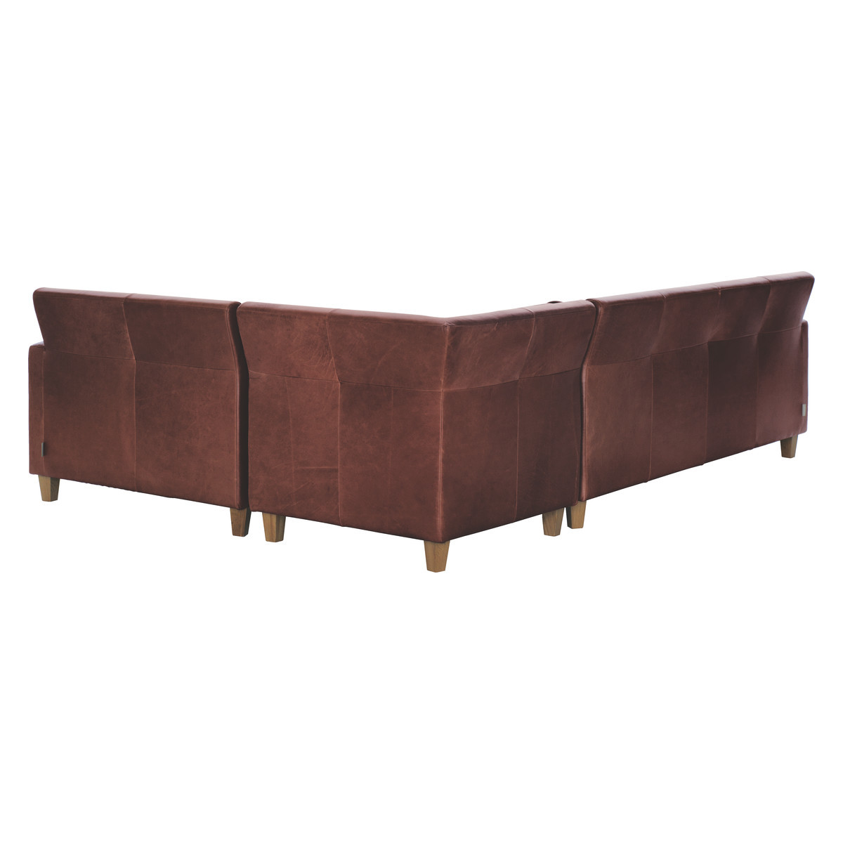Chester Tan Leather Left-Arm Corner Sofa, Oak Stained Feet, Tan – image 5