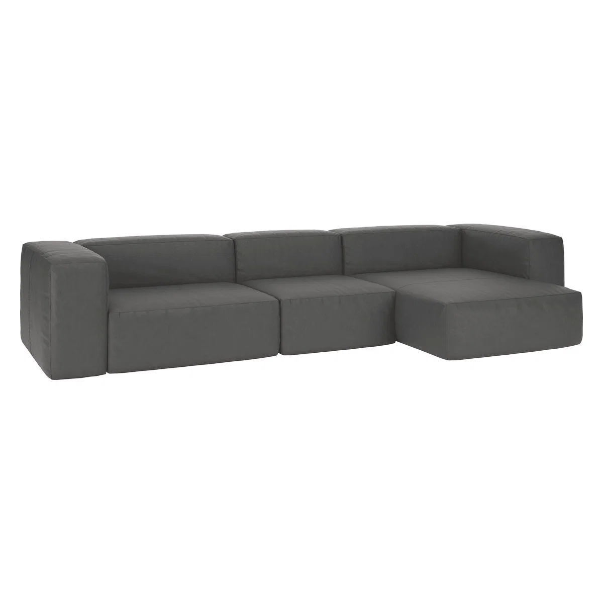 Opollo Grey Luxury Leather Large Right Arm Chaise Sofa Group, Grey – image 3