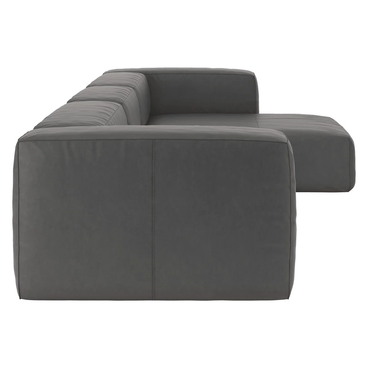 Opollo Grey Luxury Leather Large Right Arm Chaise Sofa Group, Grey – image 4