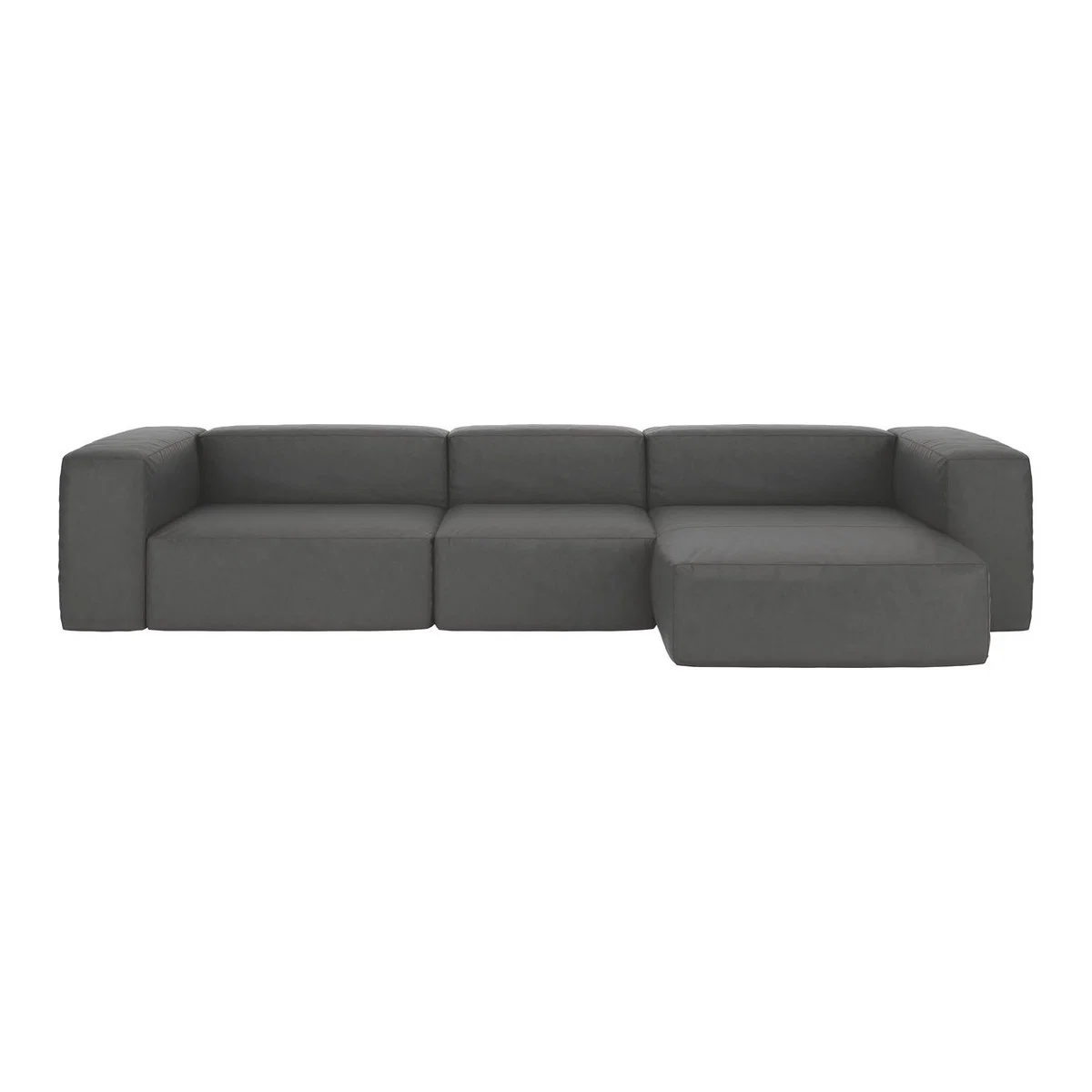 Opollo Grey Luxury Leather Large Right Arm Chaise Sofa Group, Grey – image 1