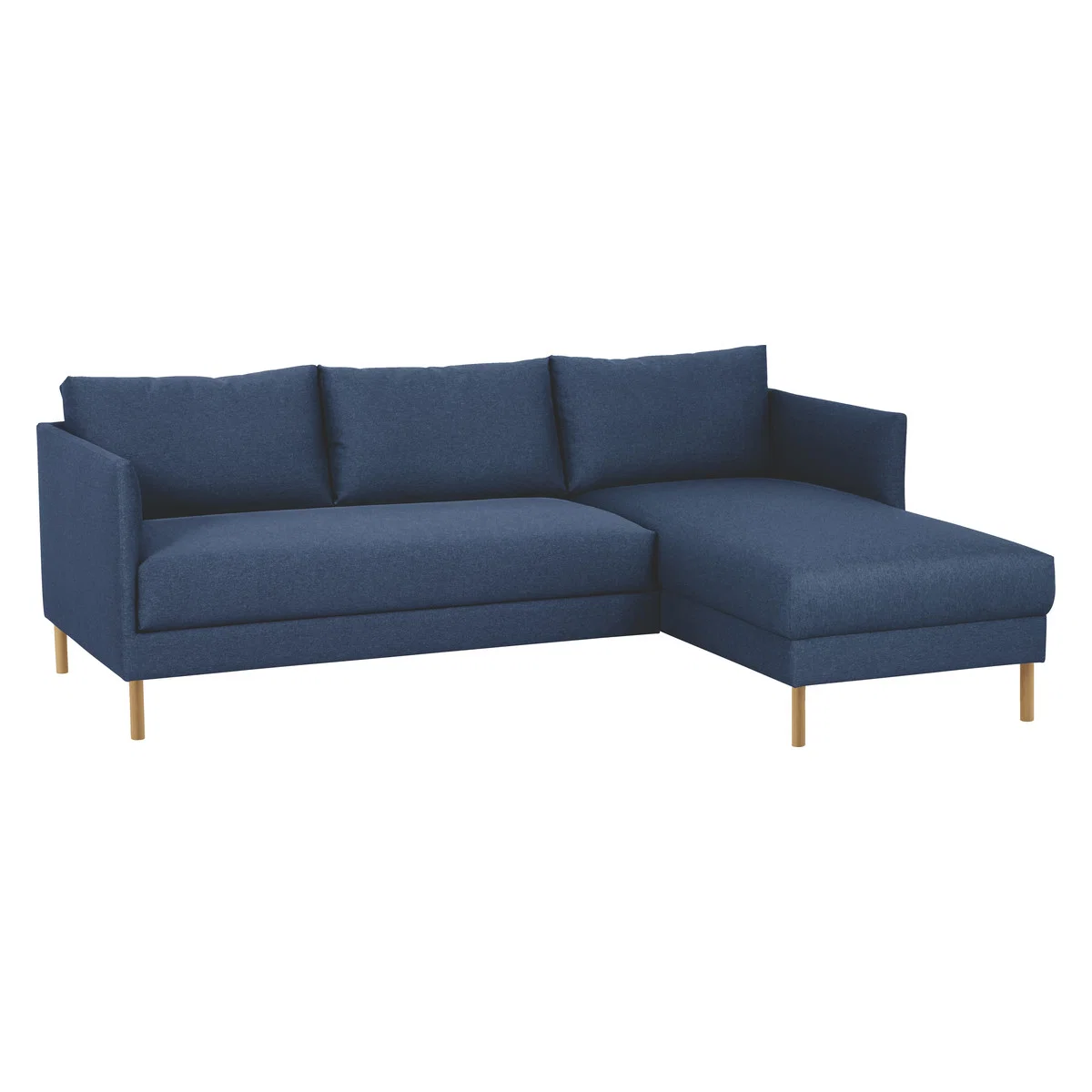 Hyde Blue FaBric Right-Arm Chaise Sofa, Wooden Legs, Blue – image 3