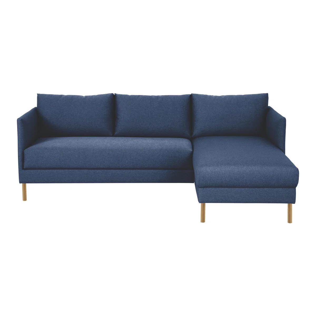 Hyde Blue FaBric Right-Arm Chaise Sofa, Wooden Legs, Blue – image 1