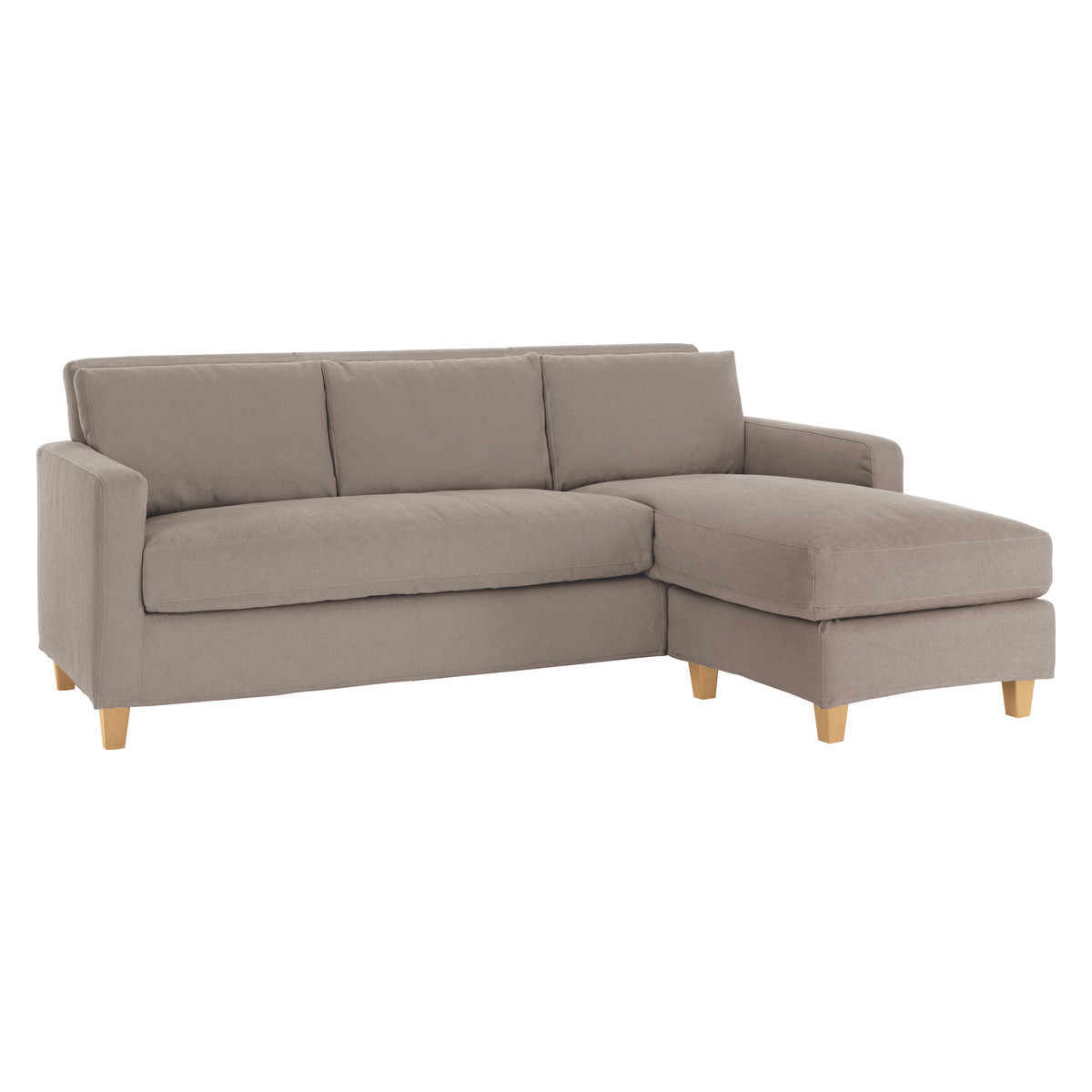 Chester Natural FaBric 3 Seater Chaise Sofa, Oak Stained Feet, Natural – image 3