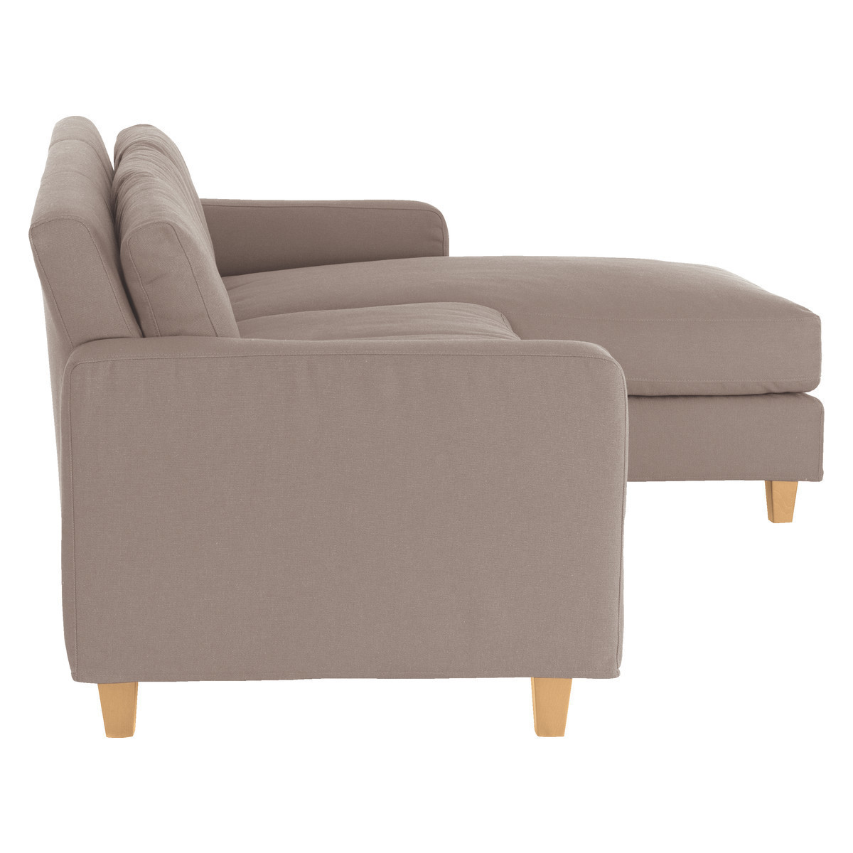 Chester Natural FaBric 3 Seater Chaise Sofa, Oak Stained Feet, Natural – image 4
