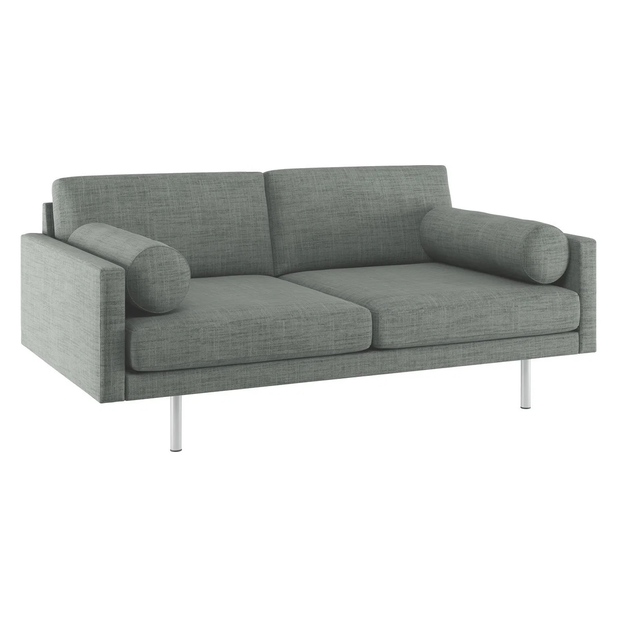 Spencer Grey Italian Woven FaBric 2 Seater Sofa, Metal Legs, Grey – image 3