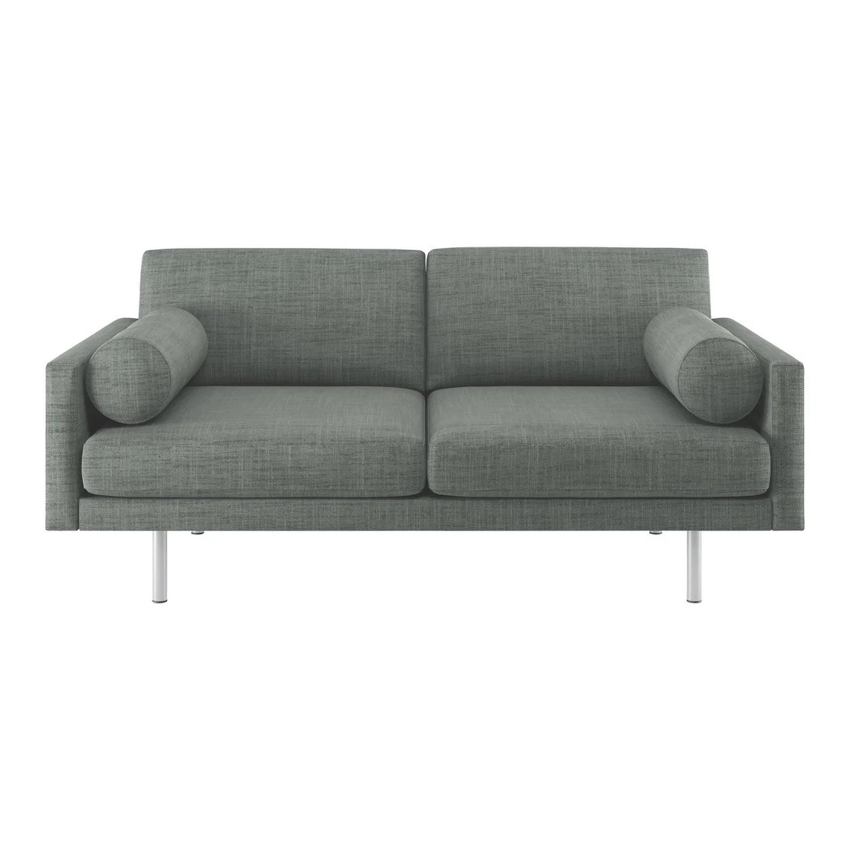 Spencer Grey Italian Woven FaBric 2 Seater Sofa, Metal Legs, Grey – image 1