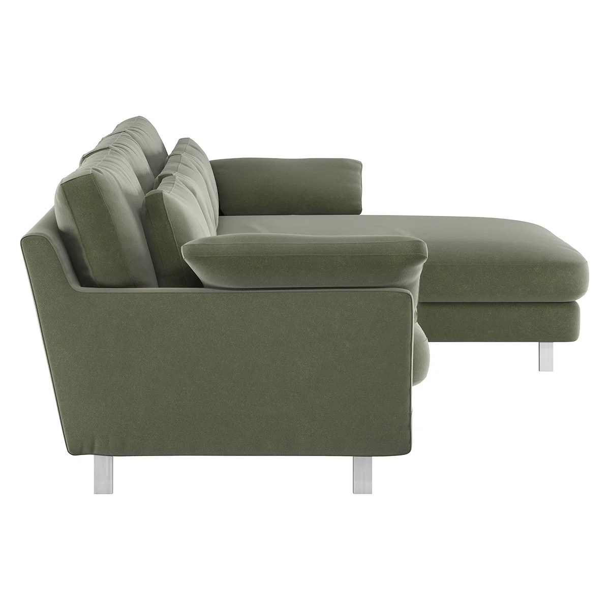 Cuscino Sage Green Velvet Right-Arm Chaise Sofa, Green Green – image 4