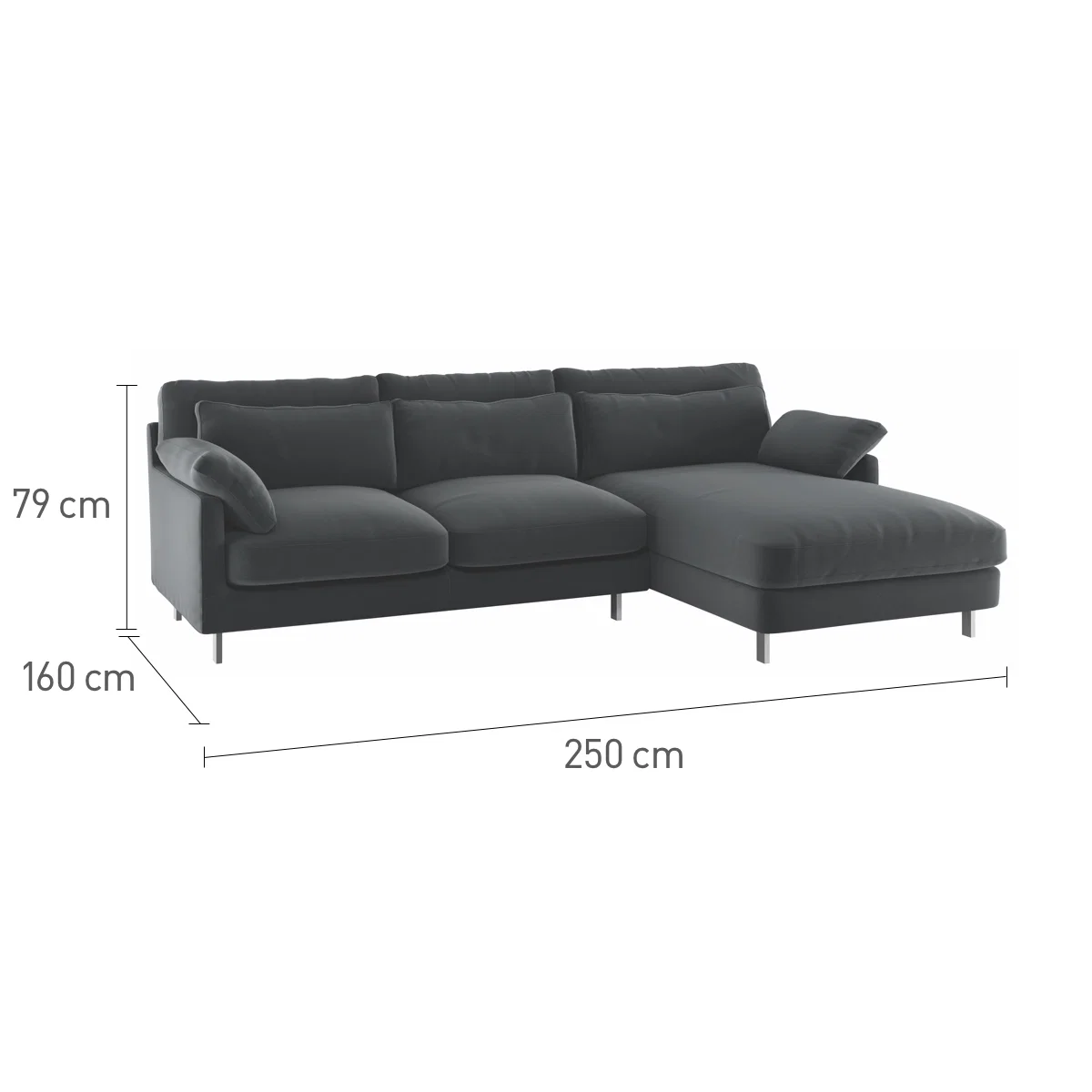 Cuscino Sage Green Velvet Right-Arm Chaise Sofa, Green Green – image 7
