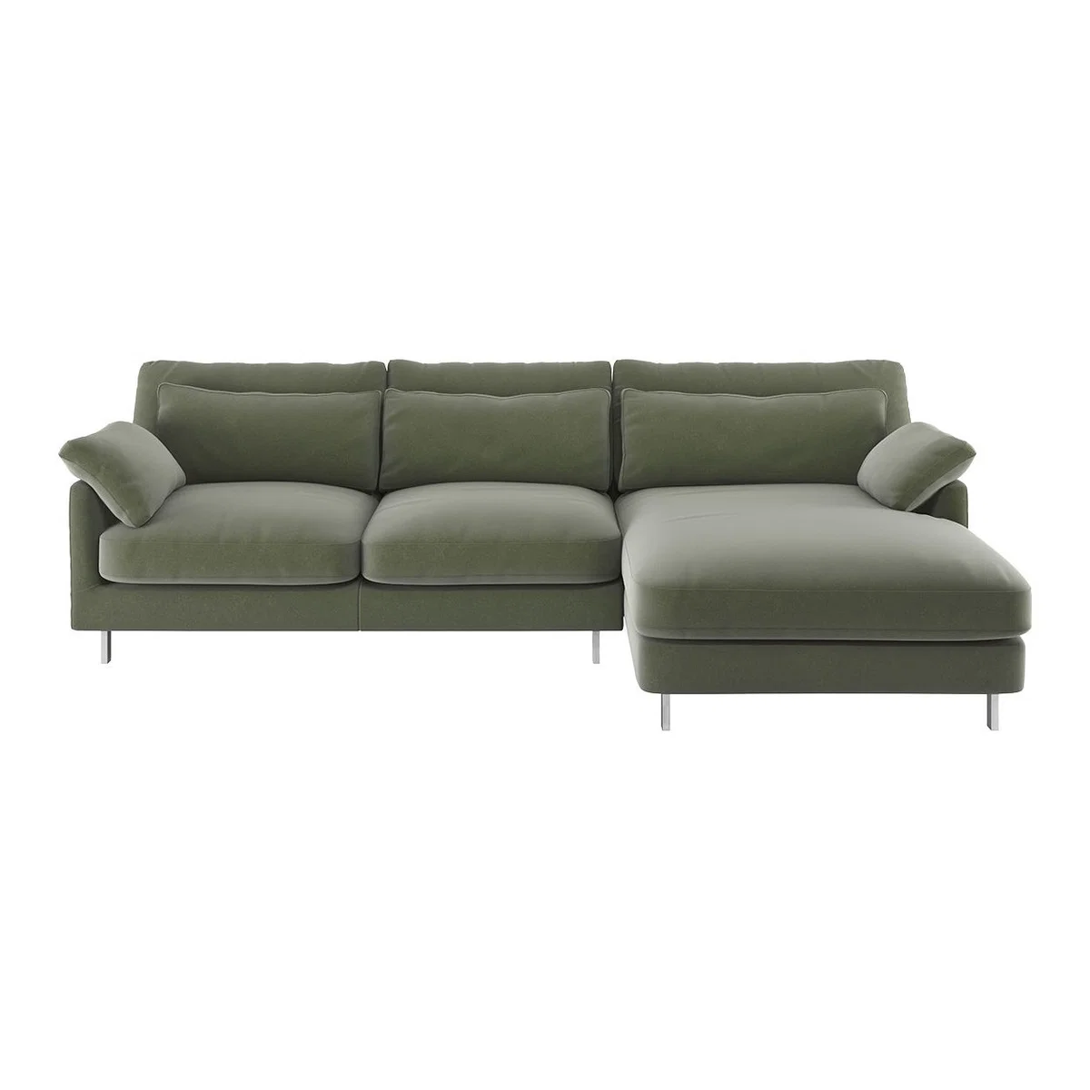 Cuscino Sage Green Velvet Right-Arm Chaise Sofa, Green Green – image 1