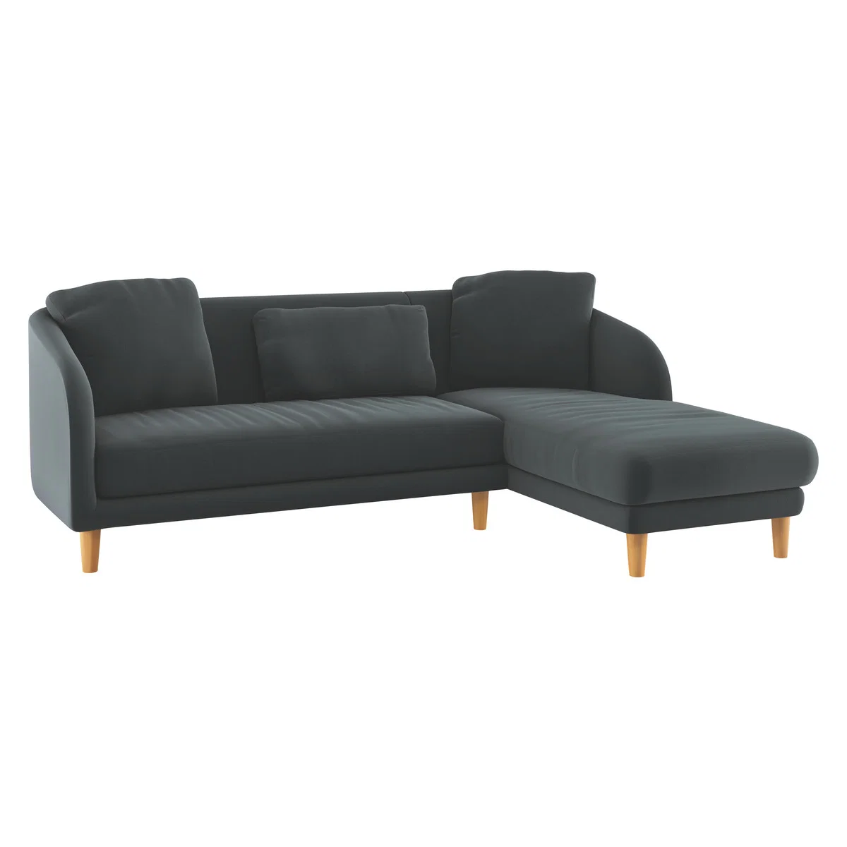 Colby Grey Velvet Right Arm Chaise Sofa, Grey – image 3