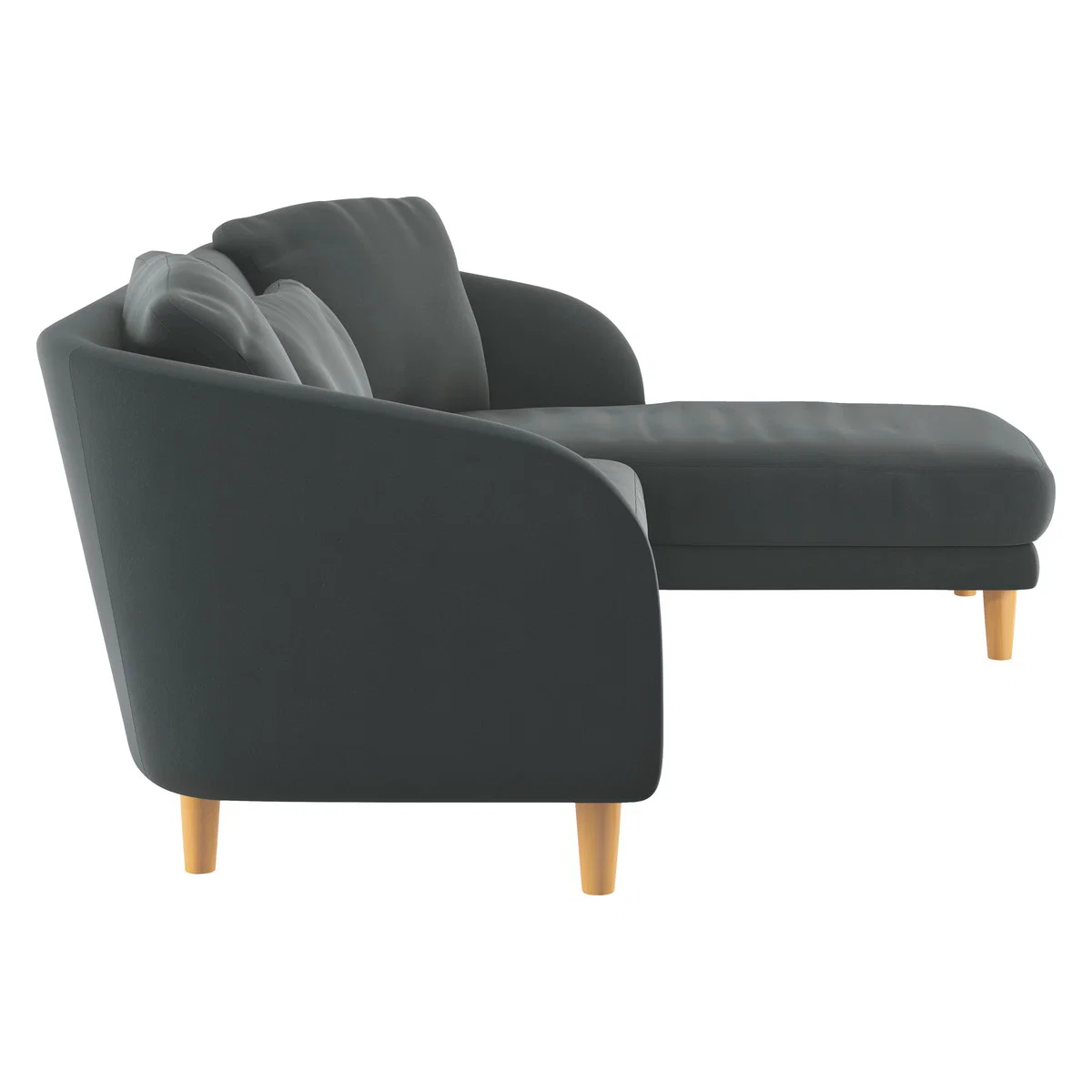 Colby Grey Velvet Right Arm Chaise Sofa, Grey – image 4