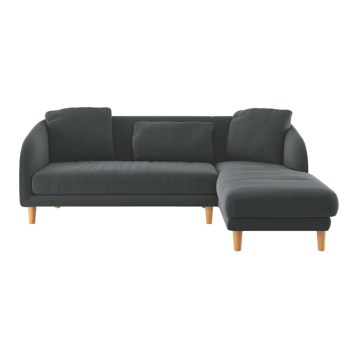 Colby Grey Velvet Right Arm Chaise Sofa, Grey – image 1