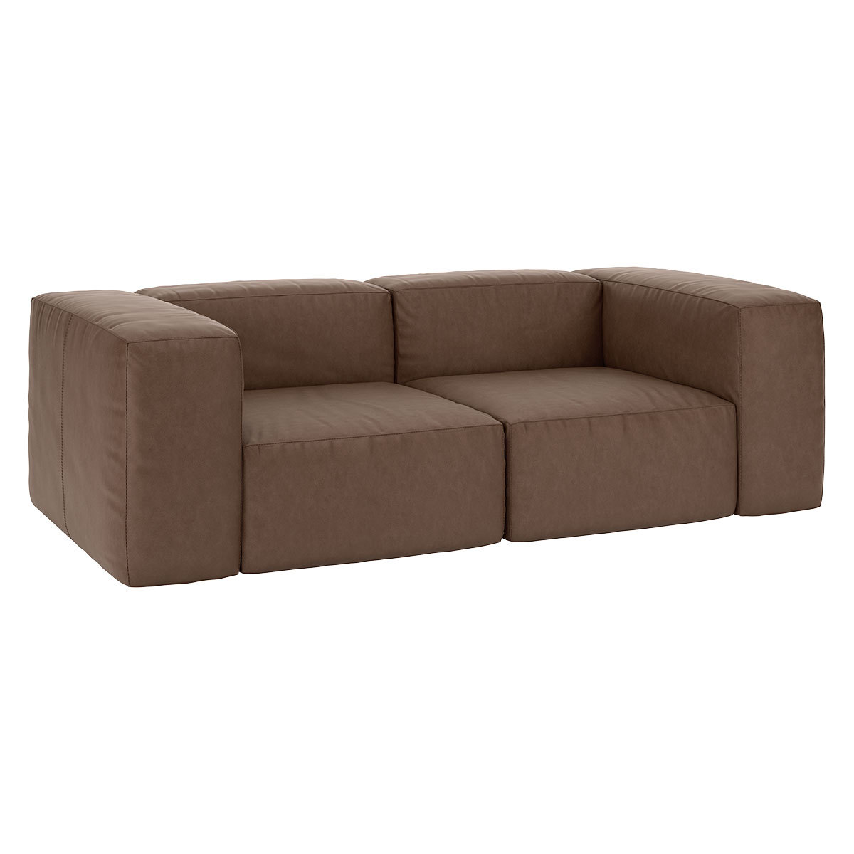 Opollo Light Brown Luxury Leather 3 Seater Sofa, Light Brown – image 4