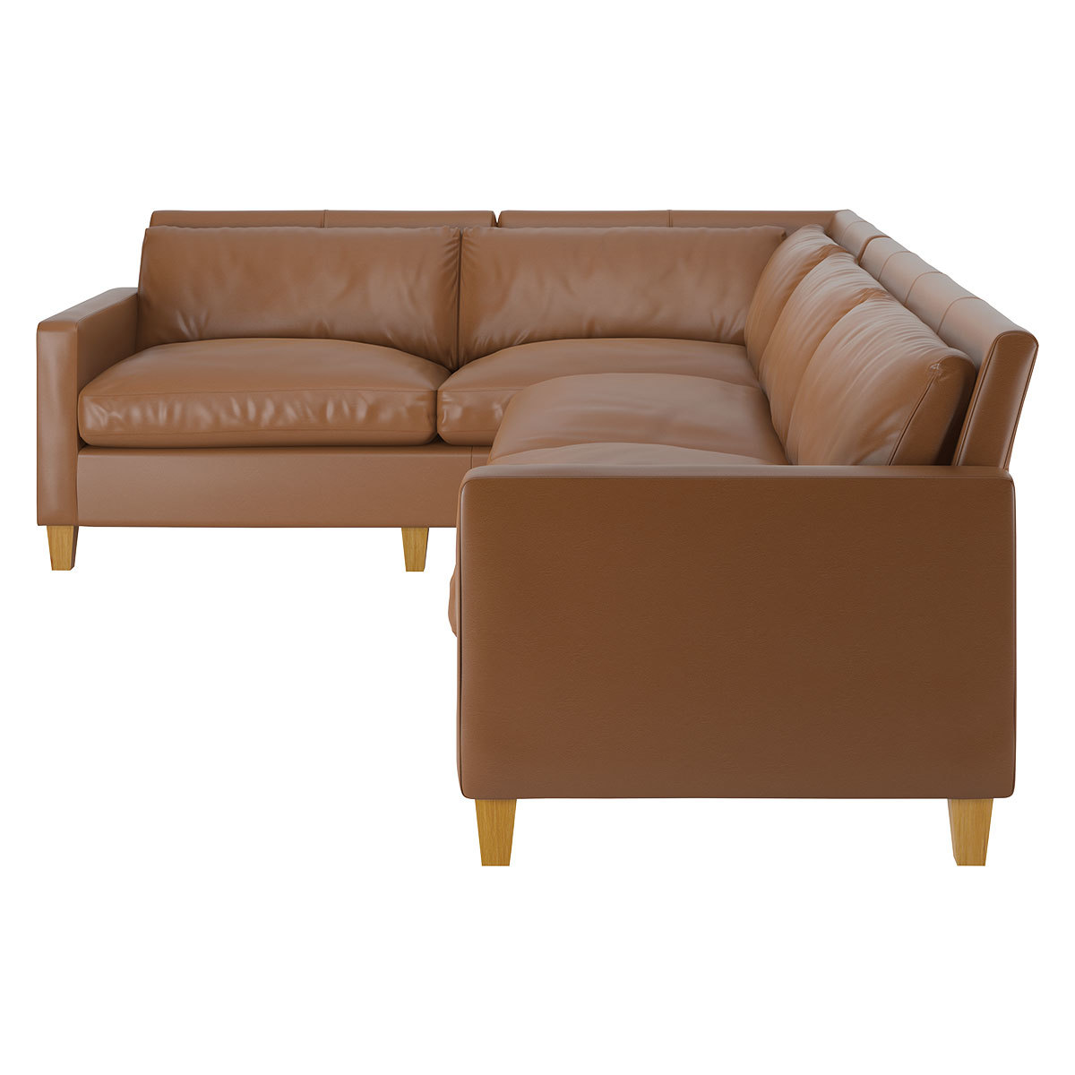 Chester Light Brown Leather Right-Arm Corner Sofa, Oak Feet, Light Brown – image 3