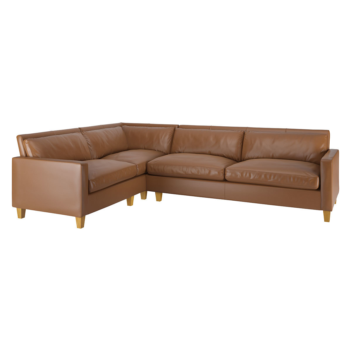 Chester Light Brown Leather Right-Arm Corner Sofa, Oak Feet, Light Brown – image 4
