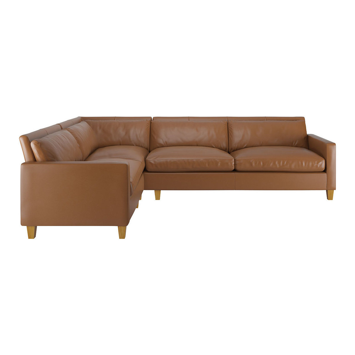 Chester Light Brown Leather Right-Arm Corner Sofa, Oak Feet, Light Brown – image 1