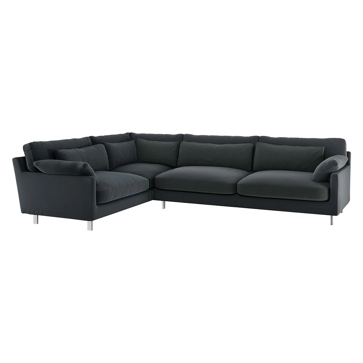 Cuscino Dark Grey Velvet  Right-Arm Corner Sofa, Grey – image 3